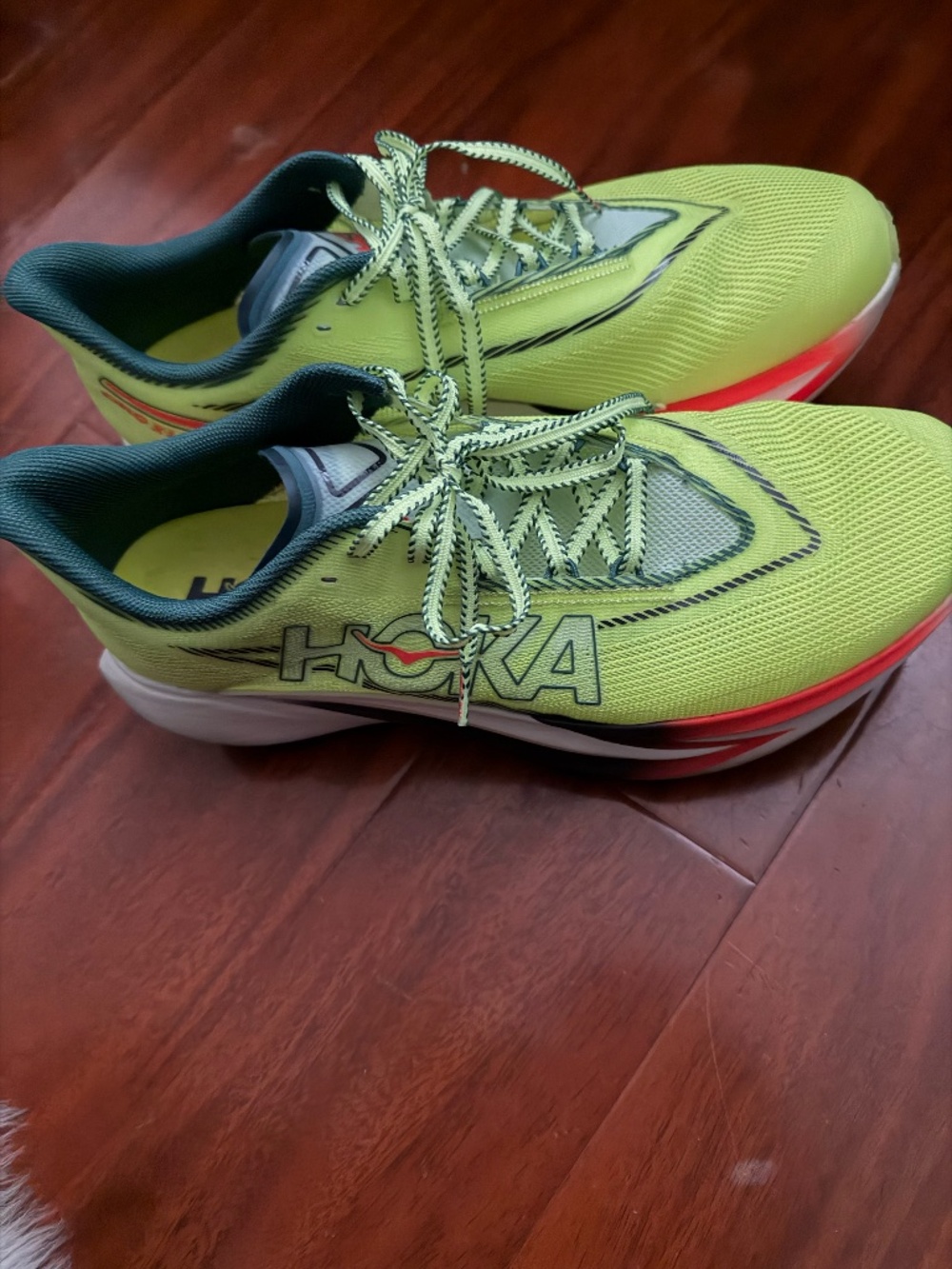Hoka Cielo X1 Carbon Fiber Racing Super Shoes Lime/Red Unisex M11 / W12